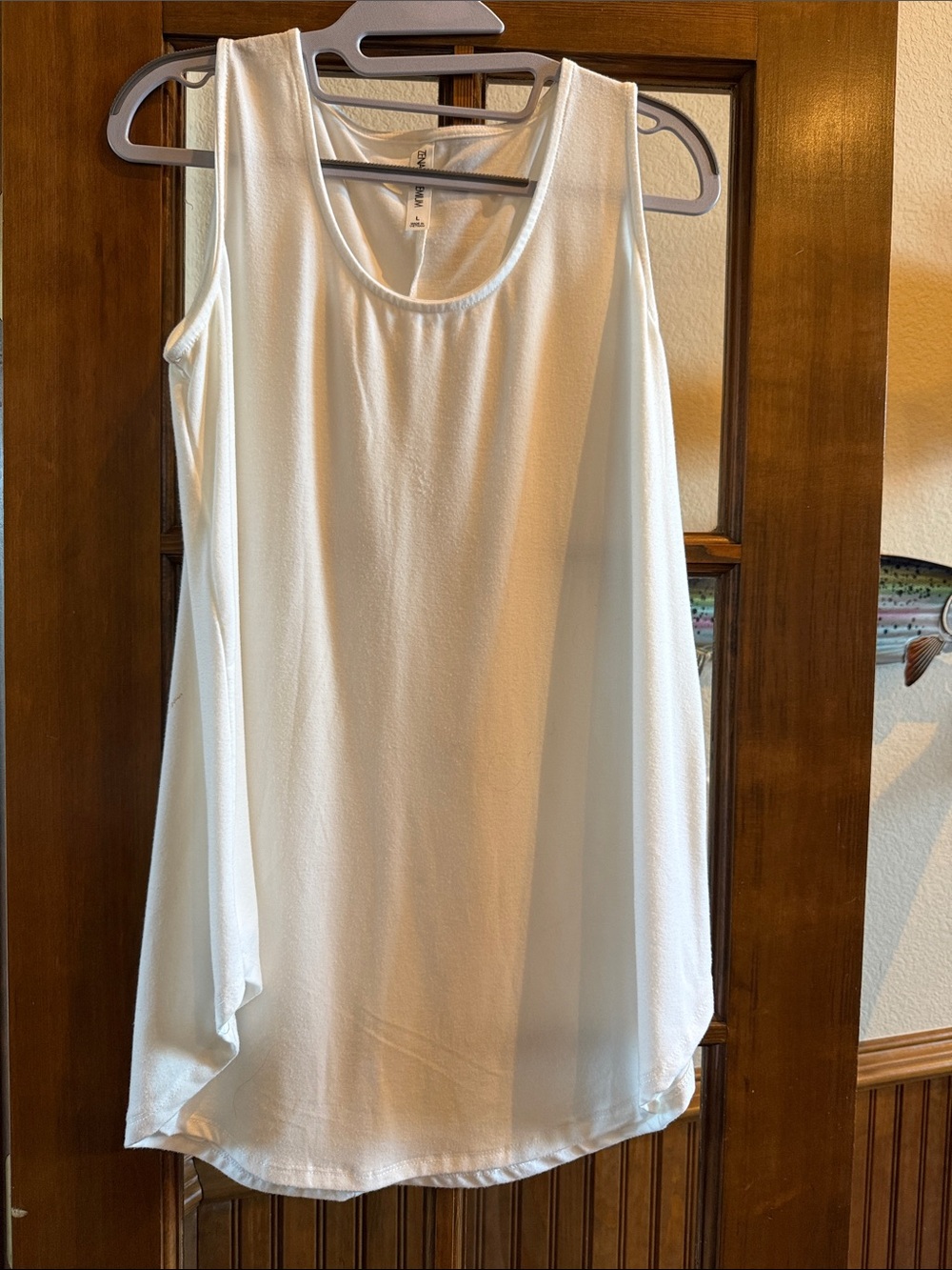 Women's White Scoop Neck Sleeveless Tank Top by Unknown Brand